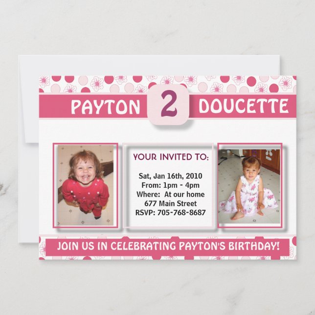 Girl's Birthday Invitation-2 Invitation (Front)