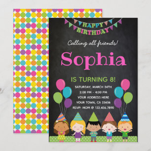 Girls Birthday Invitation Chalkboard