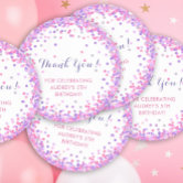 Thank you birthday party sticker with balloons