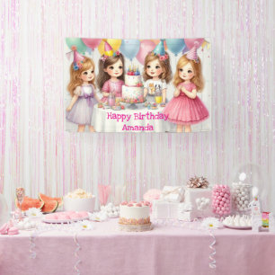 Girls Birthday Personalized Pink Banner