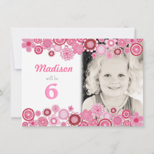 Girls Birthday Pink Party Invitation Photo Card