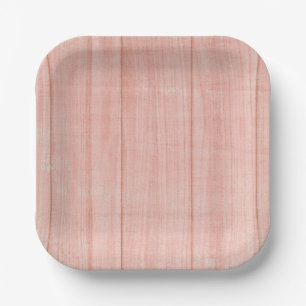 Girl's Birthday Pink Wood Shabby Chic Tea Party Paper Plate