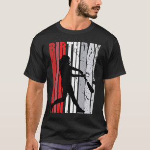 Girls Birthday Red Baseball Softball Base Run Fan  T-Shirt