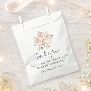 Girl's Birthday Shabby Chic Roses Floral Thank You Favour Bag
