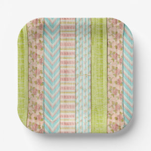 Girl's Birthday Shabby Rose Cottage Chic Tea Party Paper Plate