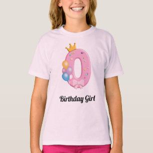 Girls Birthday Shirt Number 0 Pink Doughnut Theme