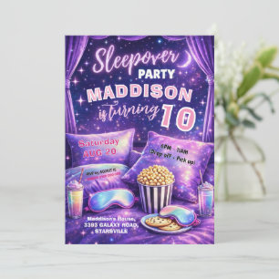 Girl's Birthday Sleepover Pajama Party Invitation