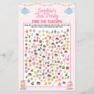Girls Birthday Tea Party Find The Teacups Game