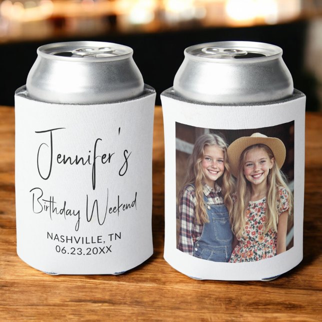 Girls Birthday Weekend Personalized Photo Can Cooler (Creator Uploaded)