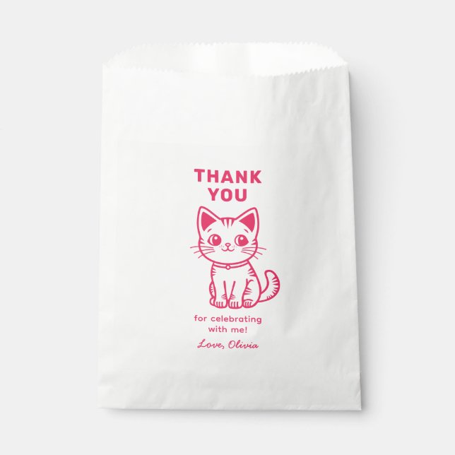 Girl's birthday with custom colours cute kitten favour bag (Front)