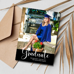 Girl's Black  Photo Graduation Photo Party Announcement