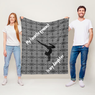 Girls Black & White Gymnastics Fleece Blanket