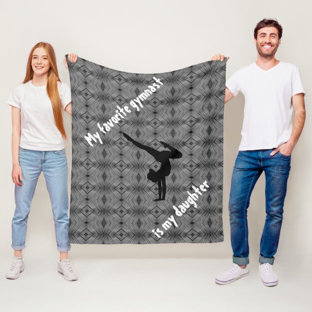 Girls Black & White Gymnastics Fleece Blanket (In Situ)