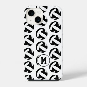 girls black white volleyballs pattern  iPhone 14 case