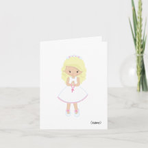 Girls (Blond Hair) First Holy Communion Card