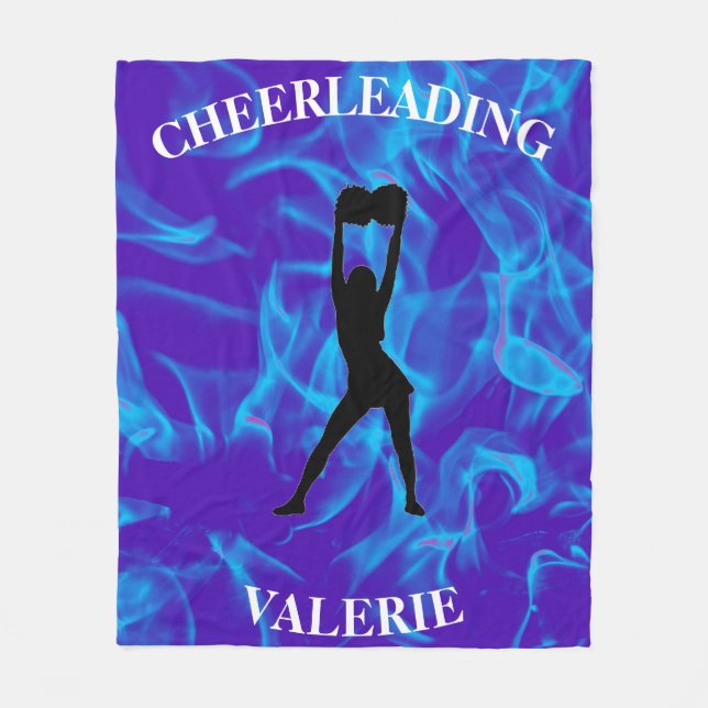 Girls Blue Cheerleading Blanket with Her Name! (Front)
