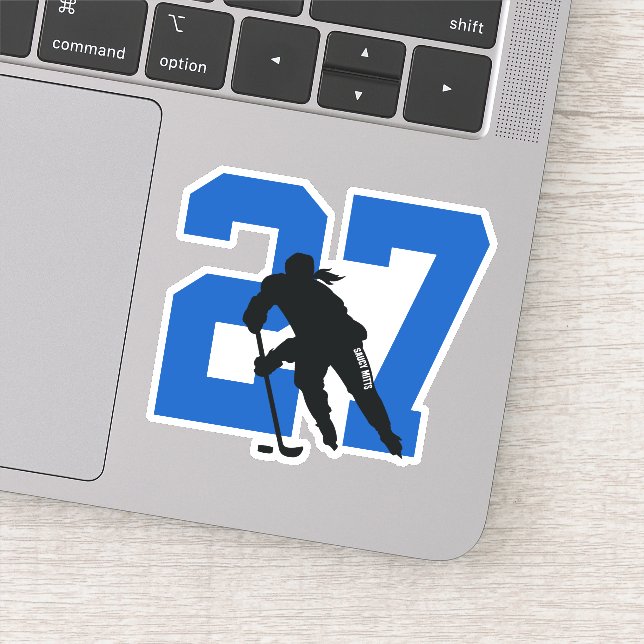 Girls Blue Custom Hockey Player Number (Detail)