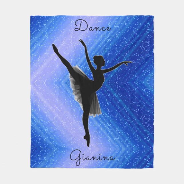 Girls Blue Dazzle Ballerina Dance Fleece Blanket (Front)