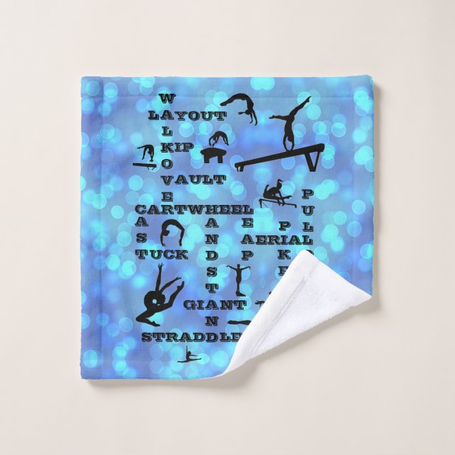 Girls Blue Gymnastique Mots-croisés Laver linge Se (Gant de toilette)