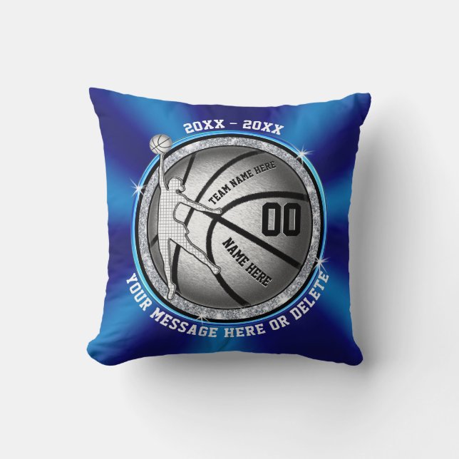 GIRLS Blue Senior Night Basketball Gift Ideas Throw Pillow (Front)
