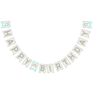 Girl's Boho Birthday Magic Mint green Bunting Flags
