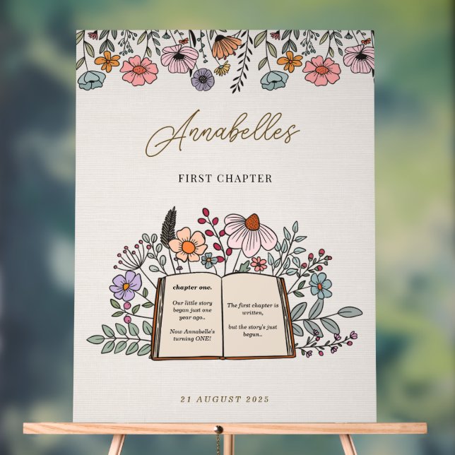 Girls Boho Book First Chapter Birthday Welcome (Neutre)