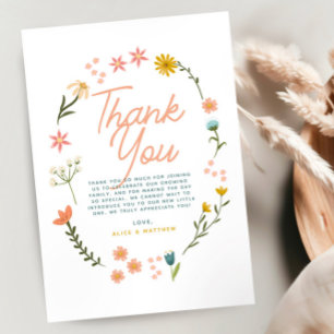Girls Boho Wildflower Thank You Baby Shower Card