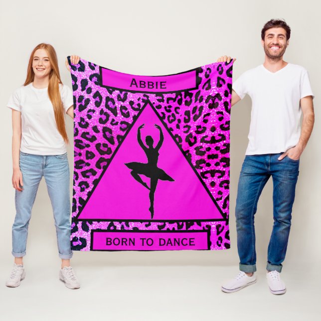 Girls "Born to Dance" Animal Print Fleece Blanket (In Situ)