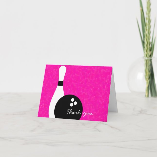 Girls Bowling Anniversaire Merci Carte de note (Devant)