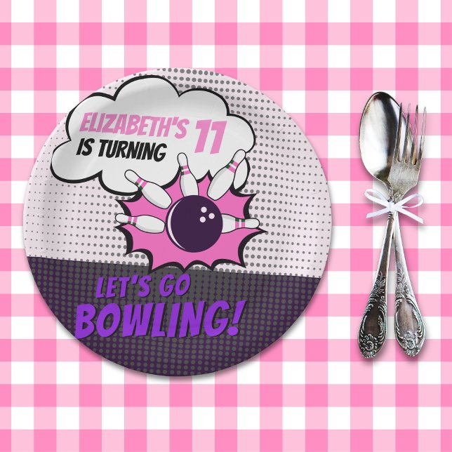 Girls' Bowling Birthday Bash Paper Plate (Creator Uploaded)