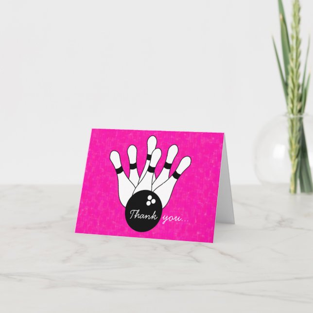 Girls Bowling Thank You Note Card (Front)