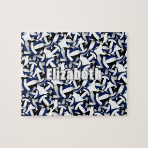 girls boys blue black volleyball team colours jigsaw puzzle