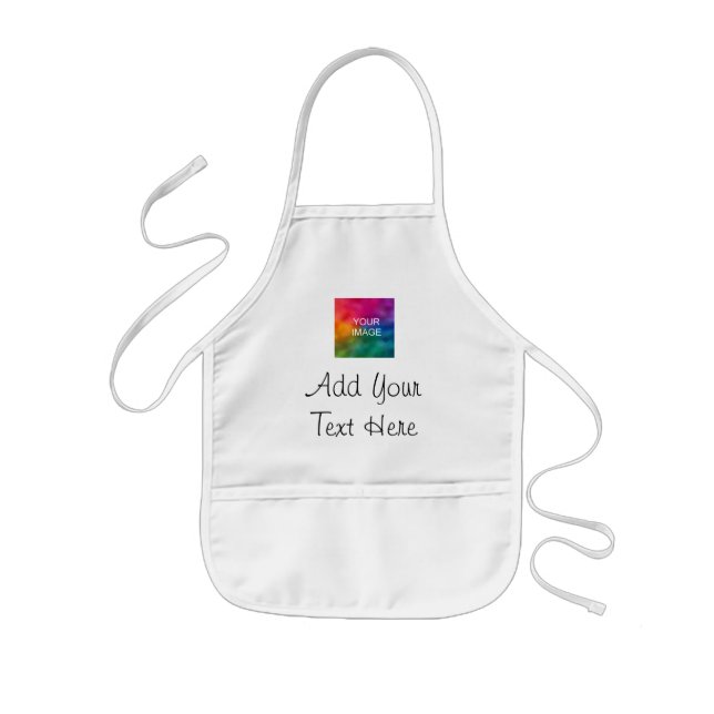 Girls Boys Kids Add Your Text Name Photo Here Kids Apron (Front)