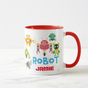 Girls BOYS Love ROBOTS RED Named Funny Cartoon Mug