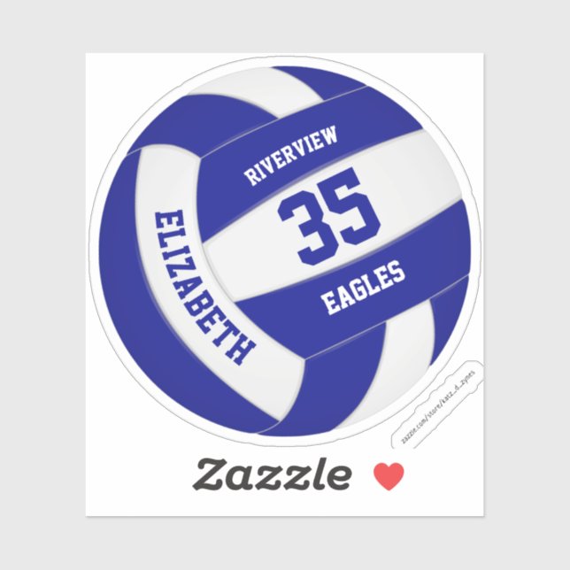girls boys personalized blue white volleyball (Sheet)