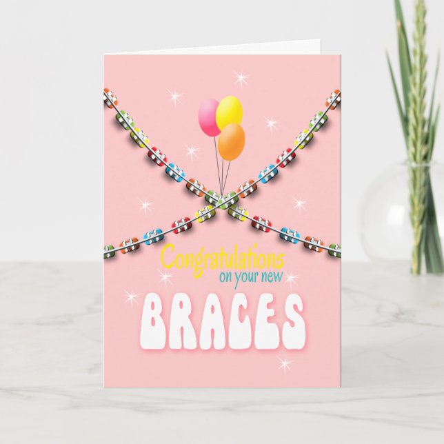 Girls Braces On Congratulations Card (Front)