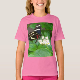 Girls' butterfly on flowers t-shirt