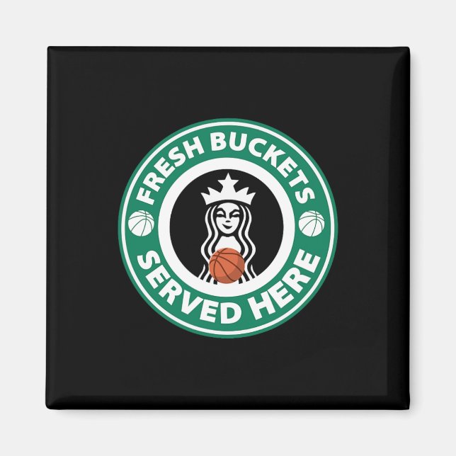 Girls Bysketbyll Fun Logo Serving Buckets Cool Tee Magnet (Front)