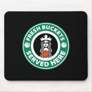 Girls Bysketbyll Fun Logo Serving Buckets Cool Tee Mouse Pad