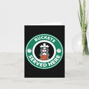 Girls Bysketbyll Fun Logo Serving Buckets Great Te Card