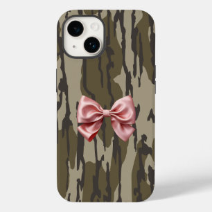 Girls Camo Pink Ribbon Bow Bottom Lands Camo Case-Mate iPhone 14 Case