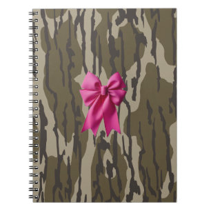 Girls Camo Pink Ribbon Bow Bottom Lands Camo Notebook