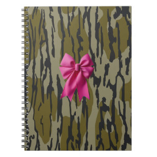 Girls Camo Pink Ribbon Bow Bottom Lands Camo Notebook