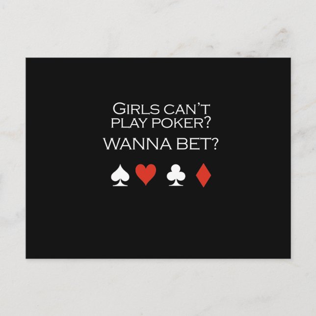 Girls cant play poker T-shirt white Postcard (Front)