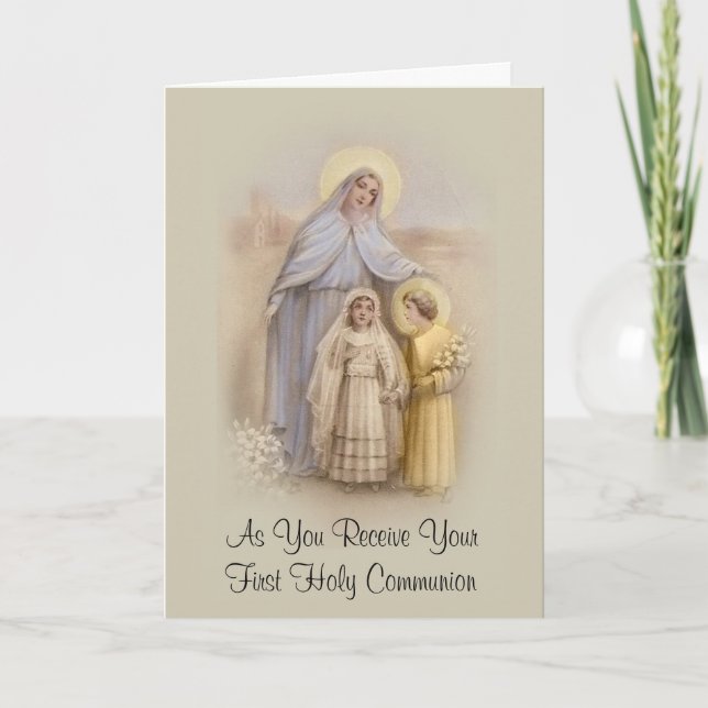 Girl's Catholic First Communion Card (Front)