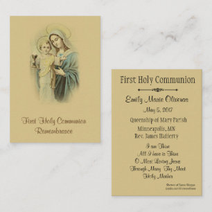 Girl's Catholic Holy Card for First Holy Communion