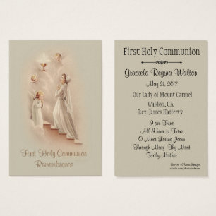 Girl's Catholic Holy Card for First Holy Communion