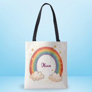 Girls'  Charming Rainbow with Glowing Stars Tote Bag