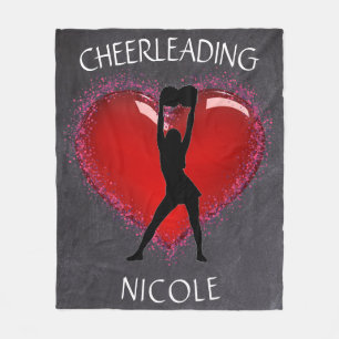 Girls Cheer Chalkboard Heart w/ Custom Name   Fleece Blanket