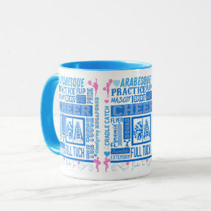 Girls Cheerleading Typography in Blue and Pink  Mug